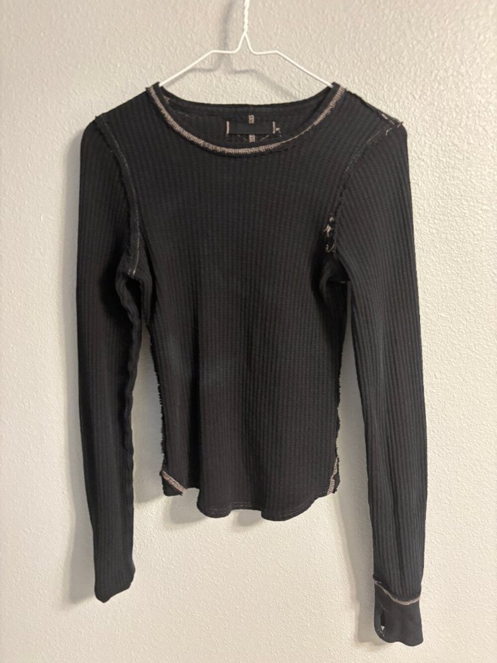 Free People We The Free waffle knit thermal black small thumb holes